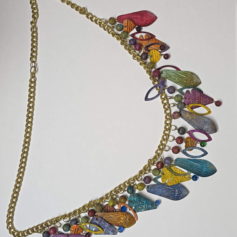 Funky Colorful Lightweight Metal Neckace